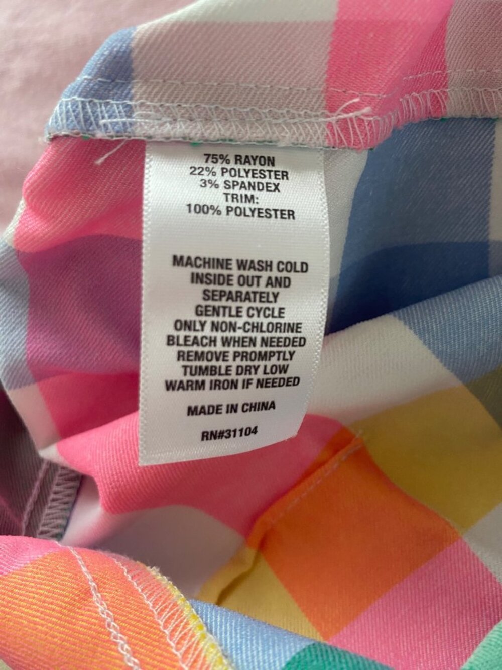Crown & Ivy Women's Multicolor Pastel Plaid Cropped Pants Size 16W - Picture 5 of 6
